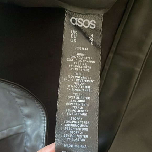 ASOS Vegan Leather Pencil Midi Skirt Mesh Sides - Picture 3 of 6